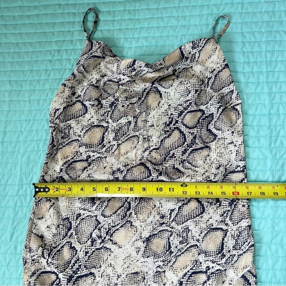 Paper Heart Leg Split Midi Dress Silky Snakeskin Python Cowl Neck Size L - Picture 9 of 13